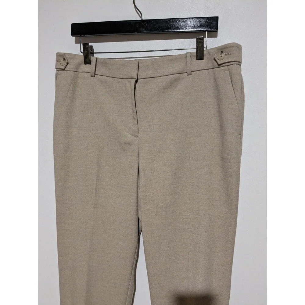 LOFT Brushed Flannel Pants Tan Tab Waist Back Elastic L Stretch